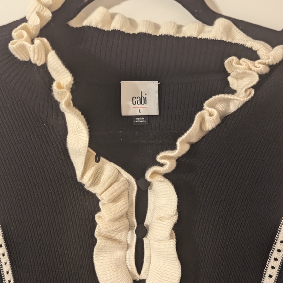 CAbi Adorn Black Pullover with Cream Trim/Large/ NWOT - Picture 5 of 10